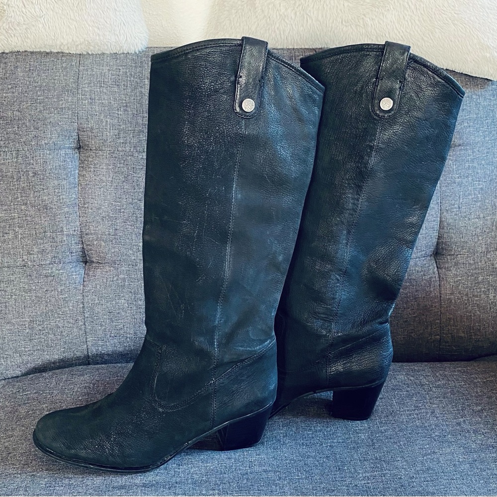 Vince Camuto Kolton Black Suede Leather Boots Sz 11 / 41